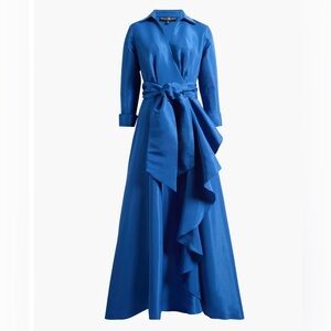 Betsy & Adam Long Sleeve Taffeta Gown